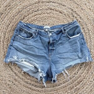 Abercrombie & Fitch The 90's Relaxed Cutoff Shorts High Rise Denim Plus Size 35